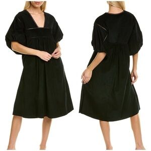 St Roche Lake Midi Dress Cotton in Black Corduroy NWT!